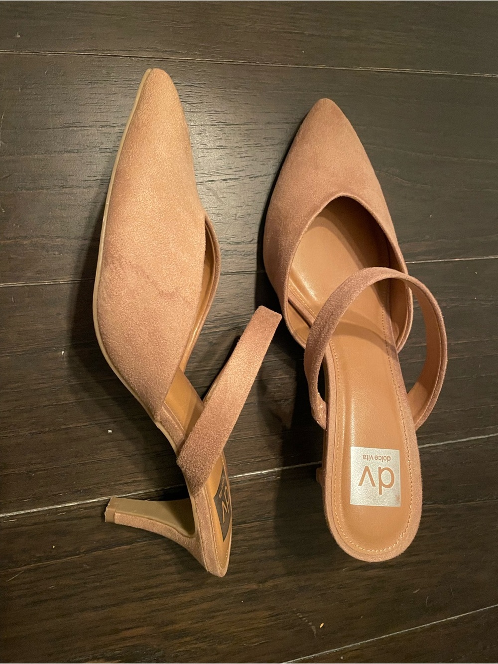 DV by Dolce Vita Dusty Rose Suede Pointed-Toe Slingback Heels